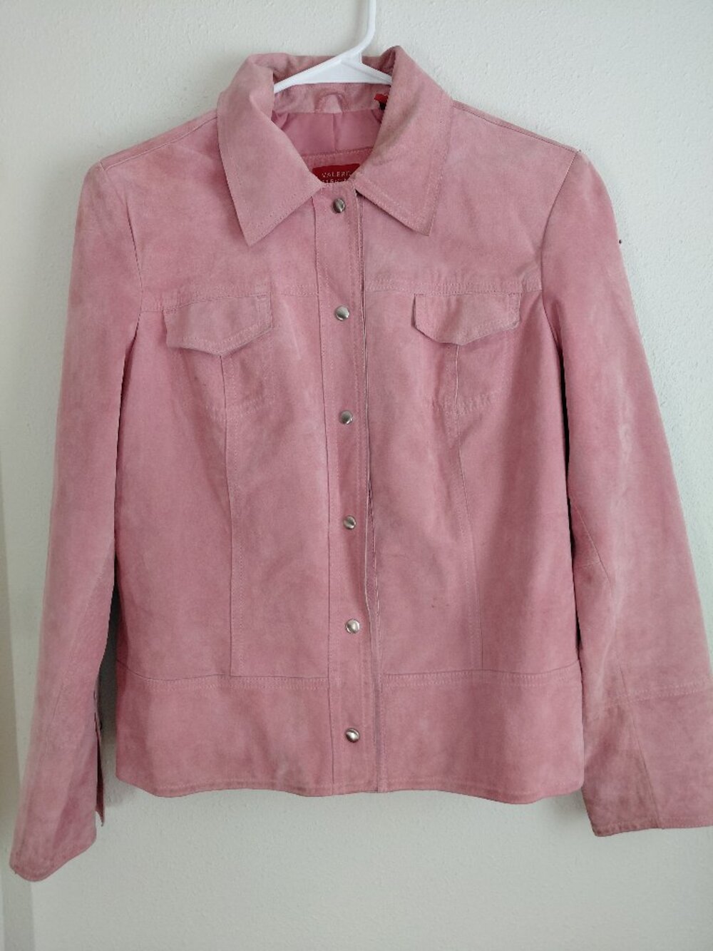 Vintage Y2K Pink Valerie Stevens Suede Leather Jacket Petite Medium Flaw